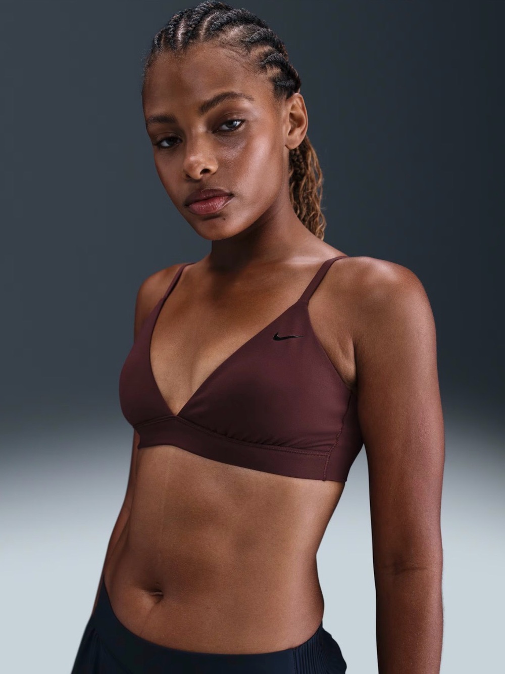 Nike Form Women's Large Light-Support Non-Padded Triangle Sports Bra Burgundy